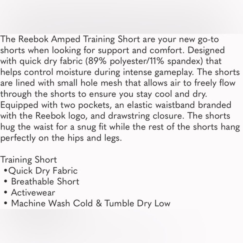 💠Reebok Amped Slim Polyester Garnet Training Basketball Shorts - Picture 4 of 13